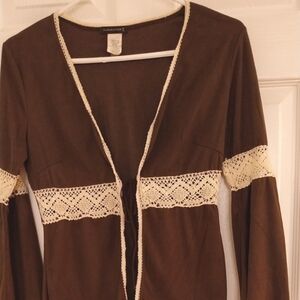Brown Suede like cardigan
